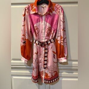 Ciebon Large NWT Pink and Orange Floral Shirt mini Dress